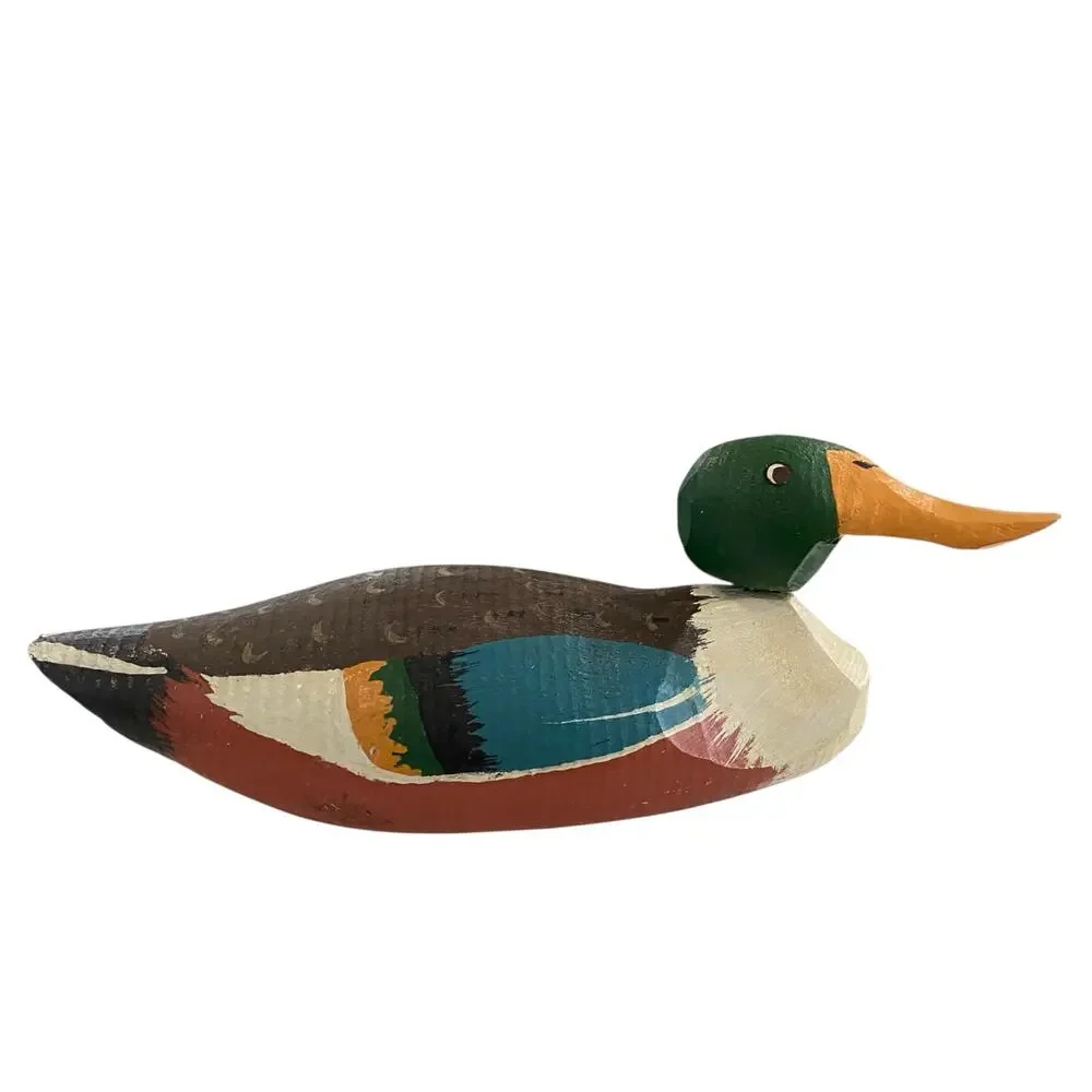 Wooden Hand-Crafted Painted Decoy Duck 12 Inches Vintage Home Decor